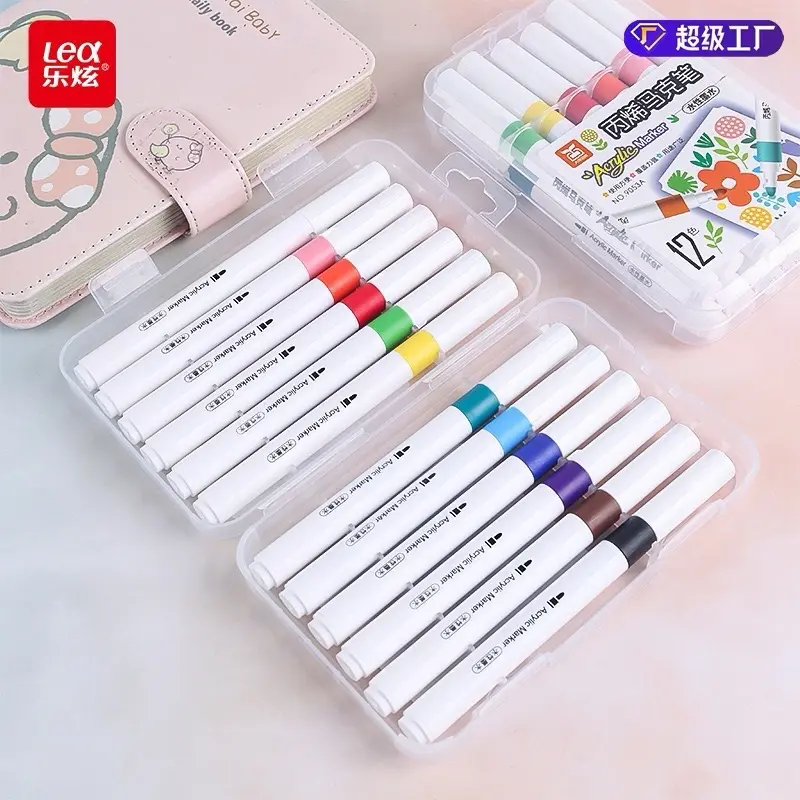 Bút Lông Màu Acrylic Marker 12/24 /36/48/60/80/100/120 Màu Hàng Cao Cấp An Toàn Màu Sắc Tươi Sáng Vẽ Được Trên Nhiều Chất Liệu 4