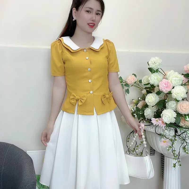 PLUM1 - Áo kiểu đẹp màu đỏ from dáng tiểu thư - 3