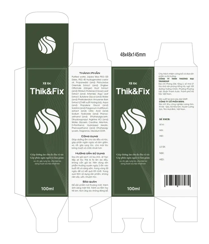 Bộ sản phẩm Xịt dưỡng tóc Thik&Fix (100ml) - Dưỡng tóc chuyên sâu, giảm gãy rụng, kích thích mọc tóc 1