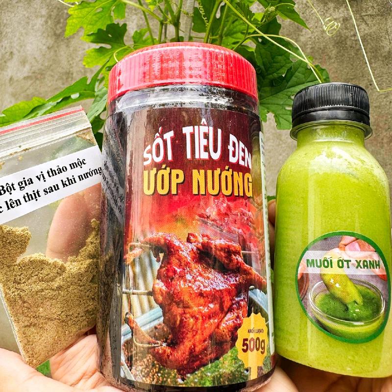 Sốt Tiêu Đen (Hủ 500gr kèm nước chấm) dùng nướng gà, ướp các loại thịt nuoc cham