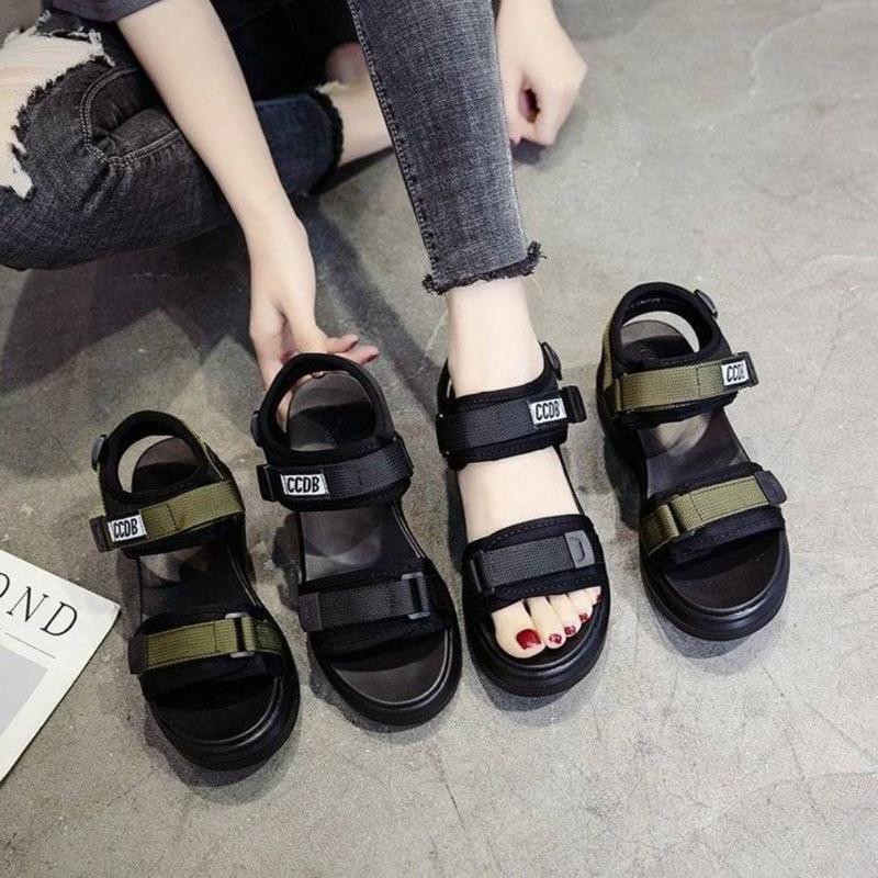 Mengfu-Xăng Đan Thể Thao Nguyên Chất Cho Nữ, Giày Mùa Hè 23 Mới, Đa Năng, Nền Tảng Nổi Tiếng Trên Internet, Nêm Học Sinh, Có Thể Mang Bên Ngoài, Giày Đi Biển Đế Bằng 4