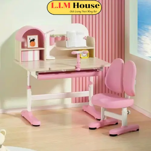 Bộ B4 kt 90x60 bàn học cho bé  chống gù chống cận, có TAY QUAY nâng hạ chiều cao