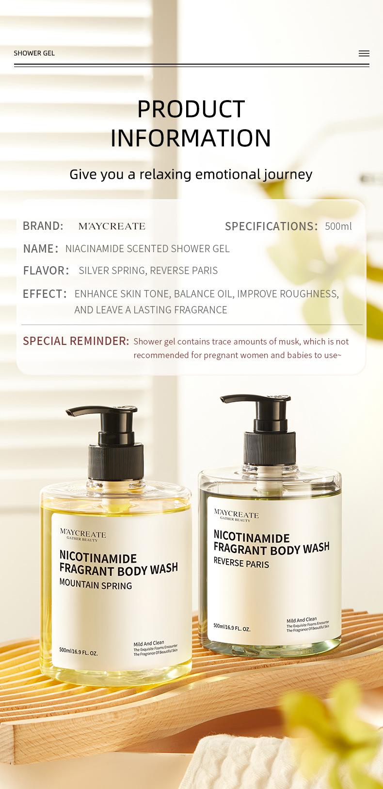 Product Introduction of Niacinamide Shower Gel 500ML body  moisturizers steel  soap original  underarm  brightening  cream minyak  merah kojic  acid  soap keisha  white  soap keisha  white  soap varicose  veins  cream sabun  sertu sabun  sate 9