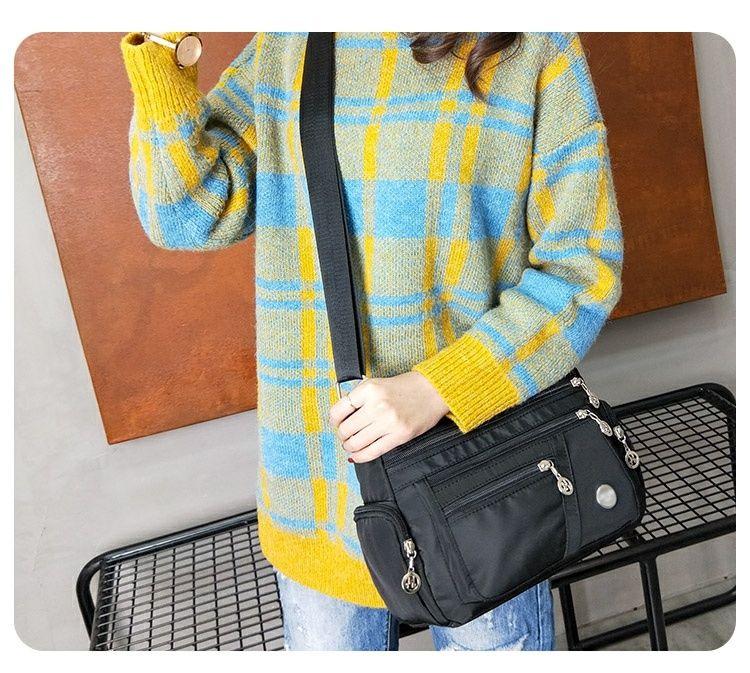 Product Introduction of Women's Bag Mother's Bag New 2025 Middle-Aged Women's Bag Nylon Canvas Bag Waterproof Multi-Layer Shoulder Messenger Bag 27