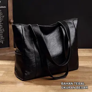 Tote bag Wanita Kulit Kapasitas Besar Bahan Tebal - Totebag Kulit - Tas Wanita Pengajian Bahu Wanita Kulit PU Polos