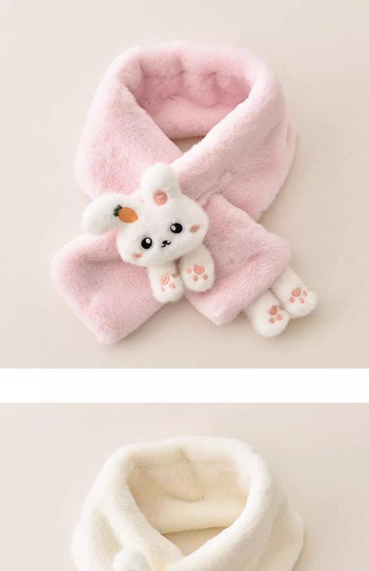 Product Introduction of Korean Women's Lovely Cartoon Rabbit Rabbit Fur Cross Plush Scarf Girl's Winter Neck Protection Thick Warm Fake Neck Bib 9