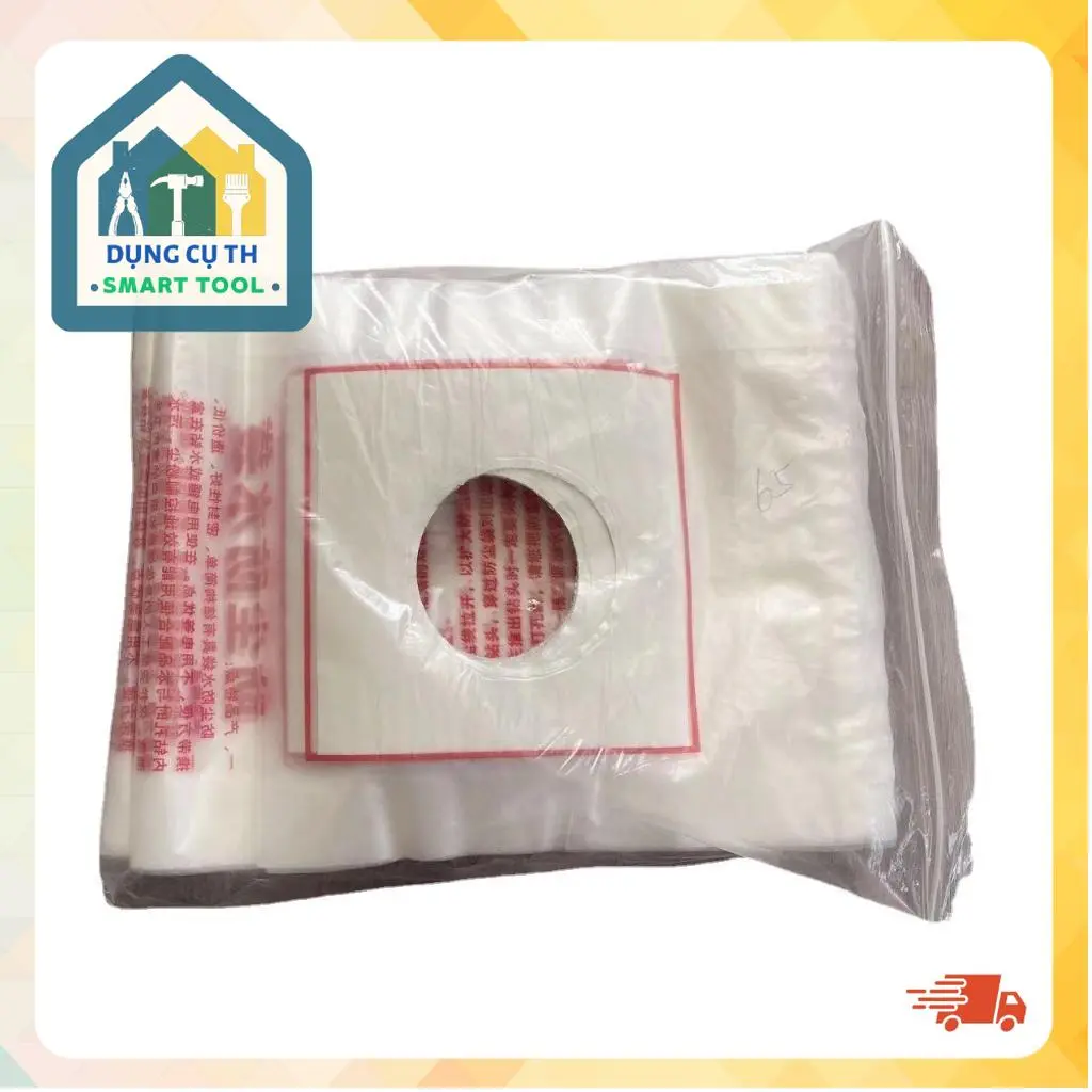 Bịch 100 Túi Hứng Bụi Khi Khoan Rút Lõi - Hứng Nước, Hứng Bụi Khoan Dán Tường Lỗ 65mm