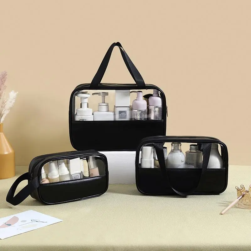 Clear Waterproof Makeup Bag, 3 Counts/set Large Capacity Cosmetic Storage Bag with Zipper, Portable Travel Toiletry Organizer Pouch for Skincare, Lotion, Shampoo, Shower Gel, Skin Care Supplies 8