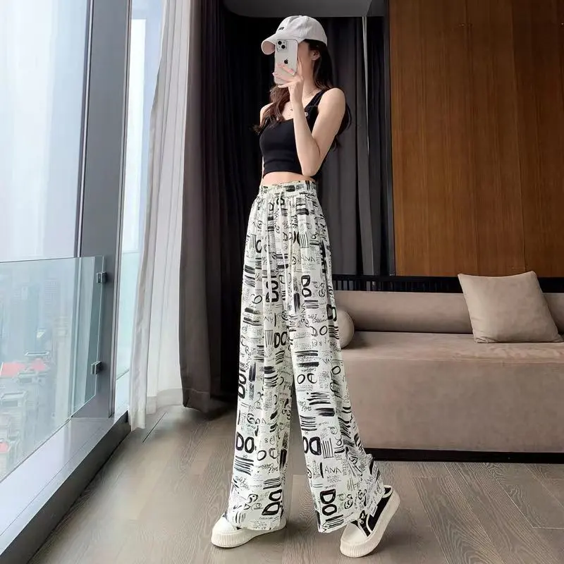 Quần Ống Rộng Hoa Mùa Hè, Thời Trang Cao Cấp, Thích Hợp Cho Các Hoạt Động Ngoài Trời, Phong Cách Lắc, Ngầu Và Mỏng, Dáng Rộng Vừa Vặn, Phong Cách Moba, Thích Hợp Cho Thể Thao, 2024 Nữ Women Pants