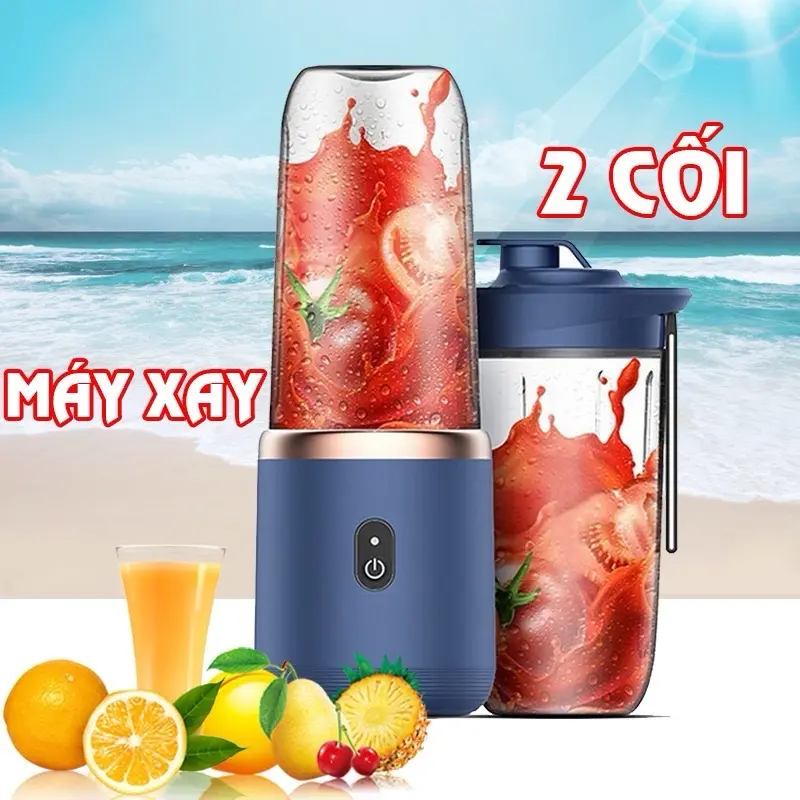 Máy Xay Cầm Tay 6 Lưỡi 2 Cối - Sử Dụng Sạc Pin USB Đa Năng Tiện Lợi