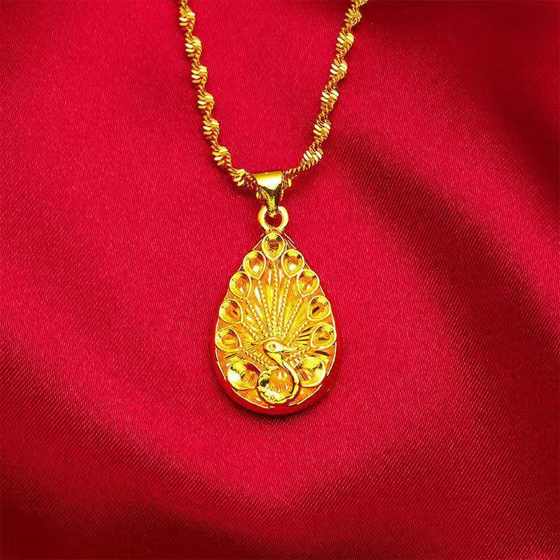 Product Introduction of Necklace Women's brass gold-plated pendant Necklace Water ripple collarbone chain Long-term non-fading jewelry for girlfriend 14