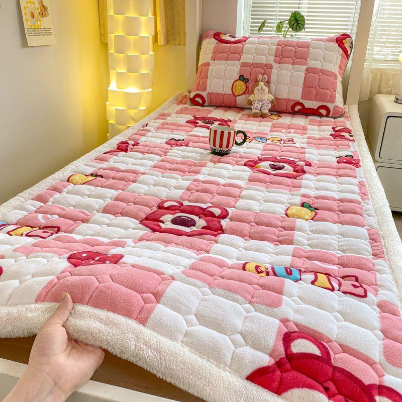 Topper Nệm Nhung Sữa, Cho Gia Đình, Ký Túc Xá, Sinh Viên, Tấm Lót Đơn, Ga Trải Giường Dày, Chải, Thích Hợp Cho Mùa Thu Và Mùa Đông, Siêu Mềm Và Ấm Áp