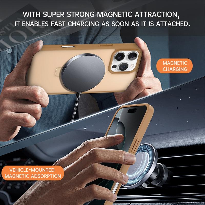 Product Introduction of Shockproof Magnetic Kickstand Matte Case For iPhone 16 15 14 Plus 13 12 Pro Max Case With Holder Stand Cover for Magsafe 3