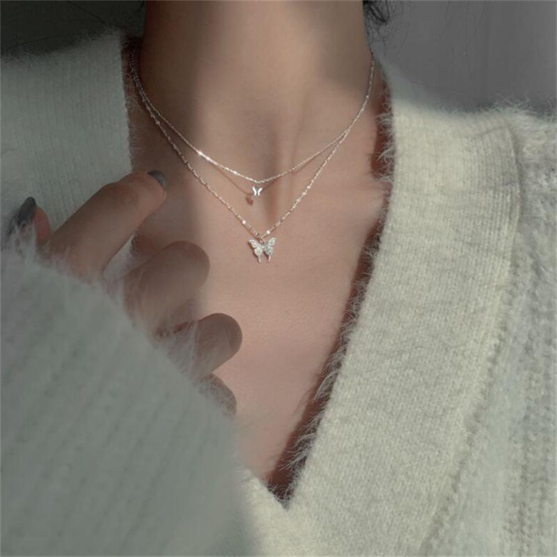 Vòng Cổ Mặt Dây Chuyền Mặt Bướm, Thiết Kế Đôi, Thời Trang Nữ, Độc Đáo, Thích Hợp Cho Bé Gái, Vòng Cổ Dây Chuyền Xương Đòn 7