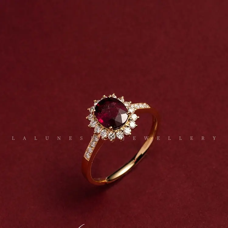 Rose Majesty s925 silver plated 18K gold retro ruby ring sterling silver ring exquisite atmosphere women