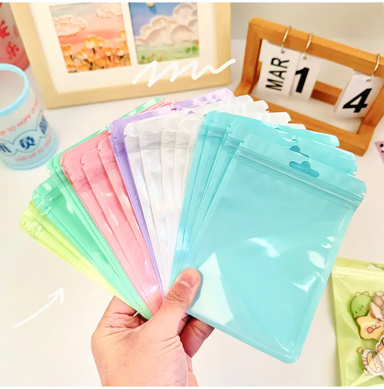 Combo 10 Túi Zip Đựng Đồ Màu Sắc Pastel Dễ Thương, Đựng Quà Tặng, Ảnh, Postcard, Handmade - BEYOU 6