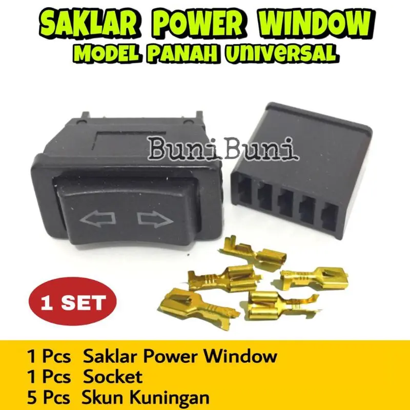Saklar Power Window / Switch Power Window Jendela Mobil Universal Komplit Socket & Skun 1