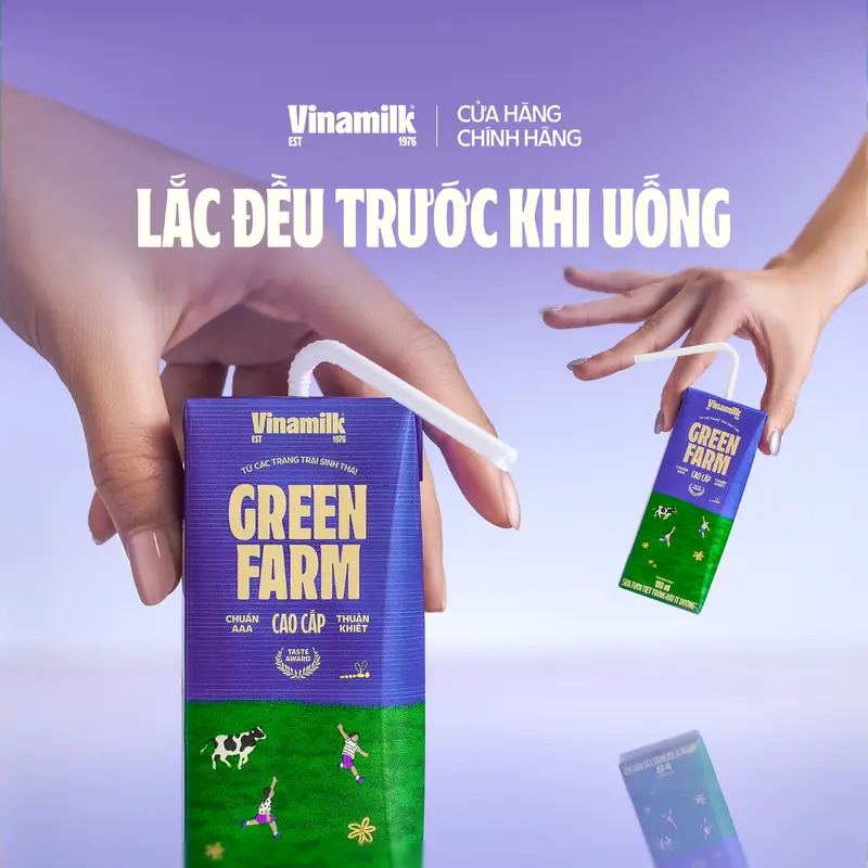 2 Thùng Sữa Tươi Tiệt Trùng Vinamilk Green Farm rất ít đường 110ml 48 hộp/thùng 6