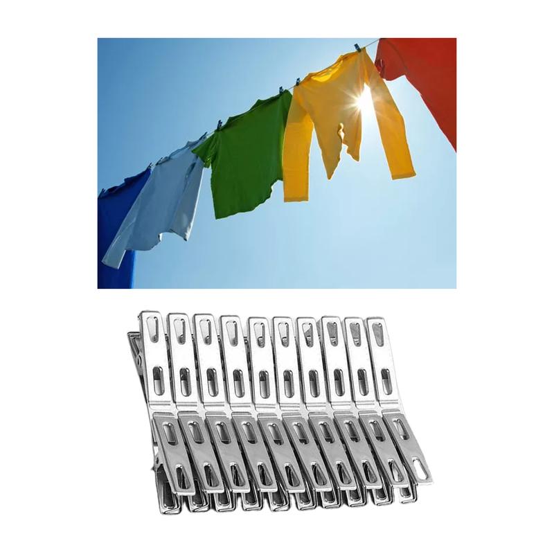 Kẹp Quần Áo Bằng Thép Không Gỉ, 40 Cái, Kẹp Quần Áo Bằng Kim Loại, Kẹp Giặt, Khăn Tắm, Tất, Ghim, Móc Treo 2