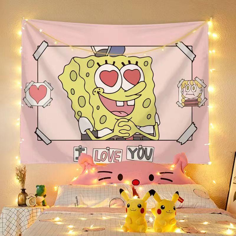 Bedside hanging cloth Spongebob room decoration tapestry dormitory renovation background cloth decoration hanging painting wall cloth 6