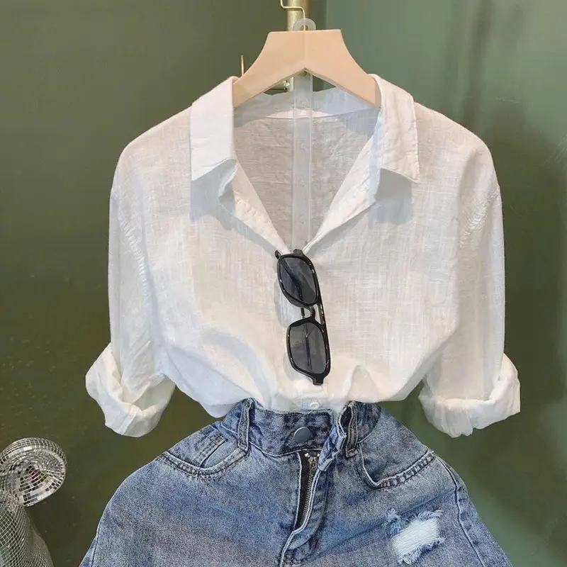 Áo sơ mi nữ nhiều màu lenin xước mềm mại freesize form rộng Top Women 1