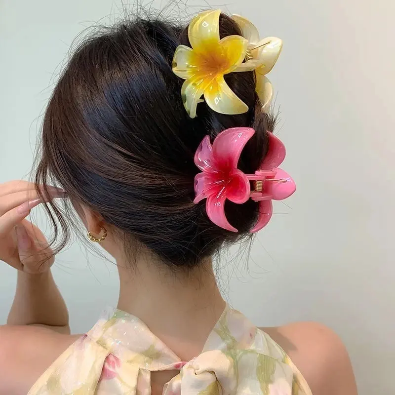 Jepit Rambut Korea Jedai Bunga Kamboja Wanita Elegan High Quality Motif Baru Clips 8CM 4