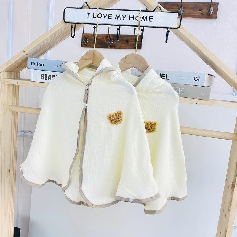ÁO CHOÀNG NẮNG XÔ MUSLIN ĐÍNH GẤU XÙ -WOOYI 5