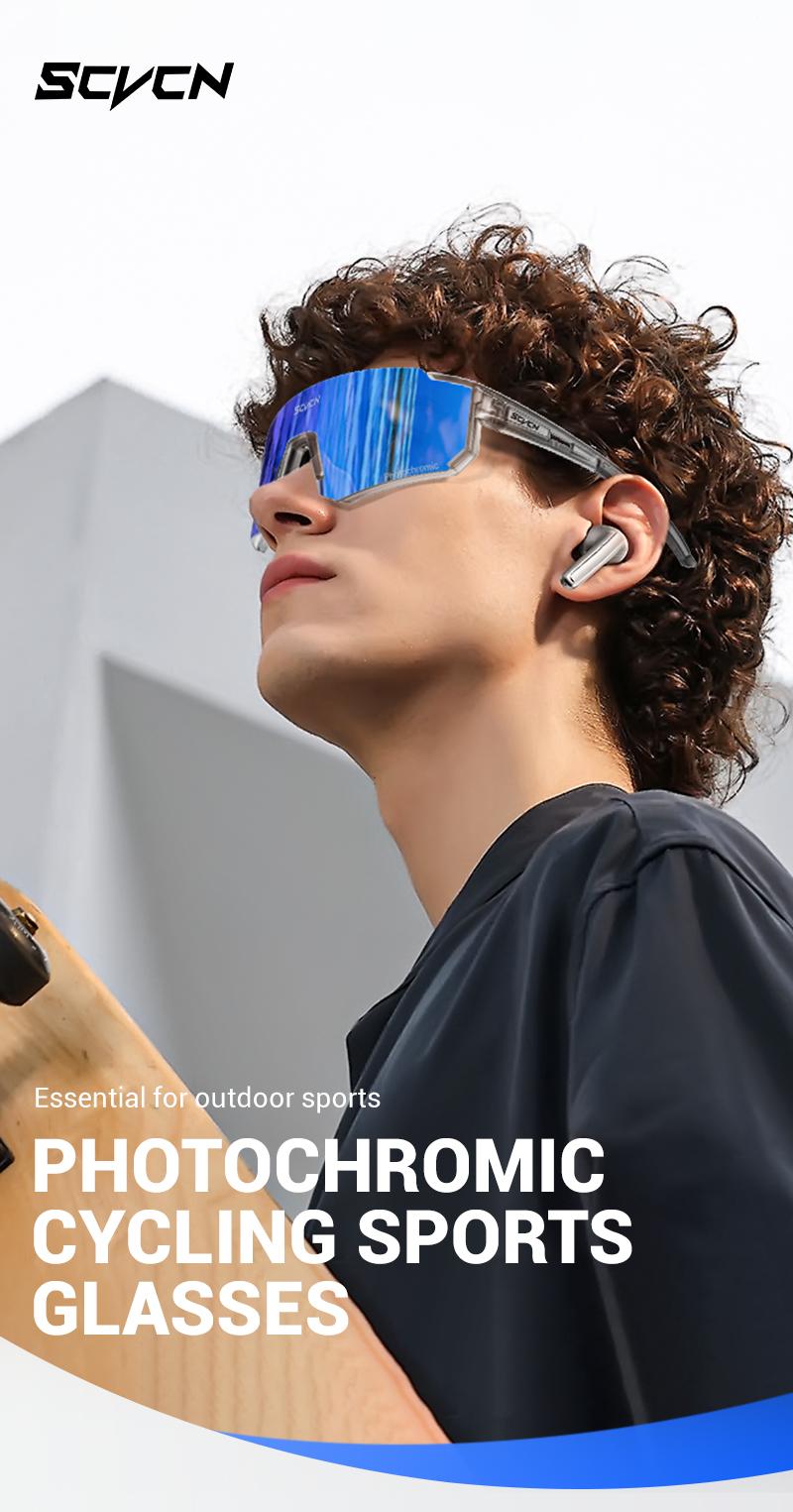Product Introduction of SCVCN Upgraded Photochromic Outdoor Cycling Glasses UV400 Protection Running Mountaineering Glasses Road Bicycle MTB Goggles Men Women 0