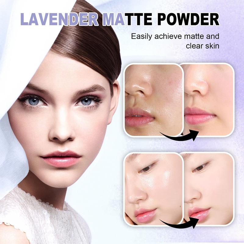 Product Introduction of Lavender Matte Powder Lavender Matte Powder Oil Control  Polvo Compacto With Mini Powder Puff For  Blurring Oil Control Long-Lasting Makeup   Powder 6