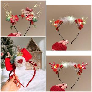 พร้อมส่งในไทย‼ ที่คาดผม ตรุษจีน ปีใหม่ สีแดง เขากวาง มีไฟกระพริบ กิ้บติดผมคริสมาสต์  กิ๊บเขากวาง กิ๊บแฟชั่น