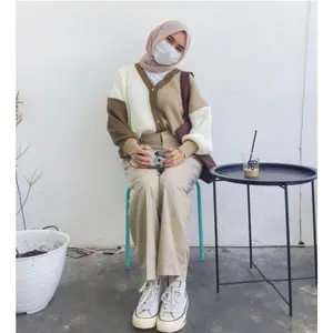 Ghaniyaclothing - Helena Cardigan Knit Outerwear HELEN CARDY RAJUT TWIST PREMIUM Color Full Combi Cardie Fashion Wanita Remaja Muslim Terlaris Fit Outer Hitam Atasan