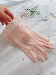 Women's Solid Color Lace Trim Gloves, Fashionable Sun Protection Gloves for Women & Girls, Elegant All-match Fashion Accessories for Daily Wear