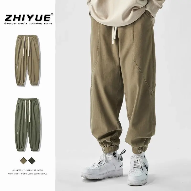 Quần men mùa xuân và mùa thu ngày lỏng lẻo quần cỡ lớn retro chân quần người đàn ông thể thao và quần giải trí