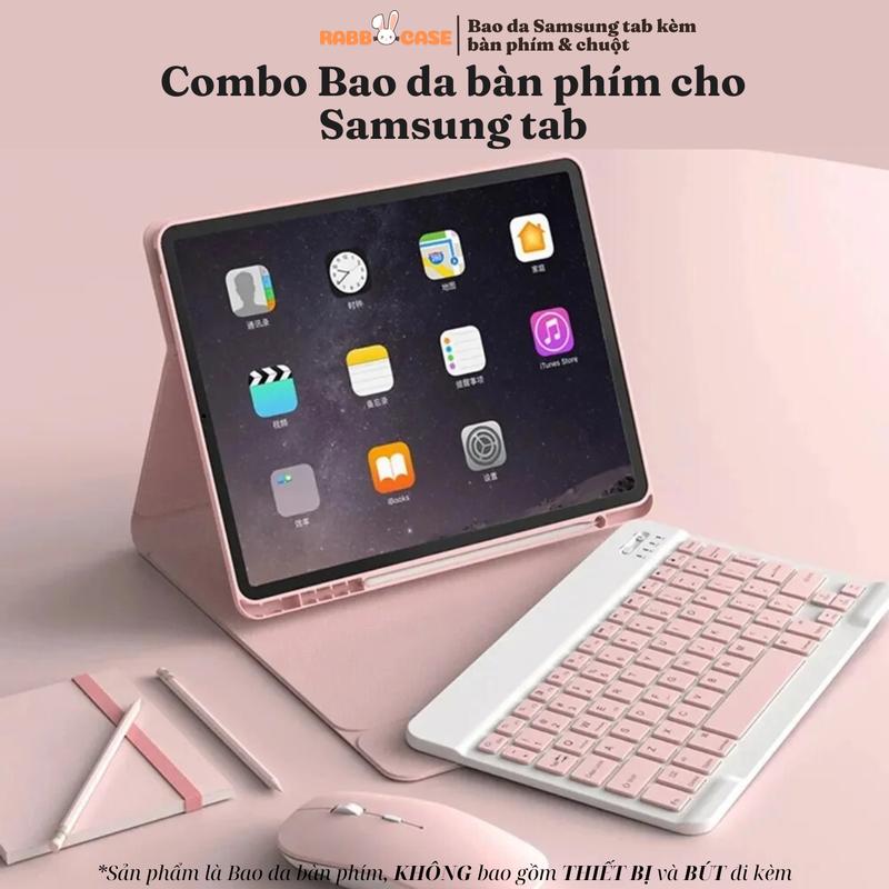 Combo Bao da bàn phím và chuột không dây Bluetooth cho Samsung Tab S6 lite/S7/S8/S9,A7/A8/A9plus có khay giữ bút,bàn phím tháo rời
