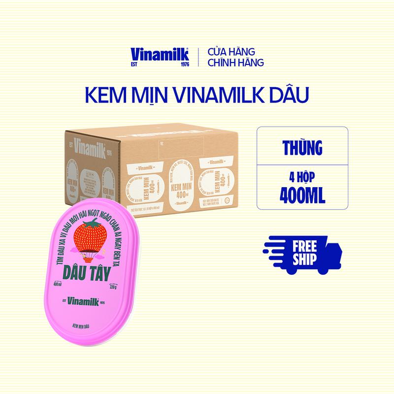 [CHỈ GIAO THÀNH PHỐ LỚN BÁN KÍNH 10KM] Thùng 4 hộp Kem mịn Dâu hộp 400ml 0