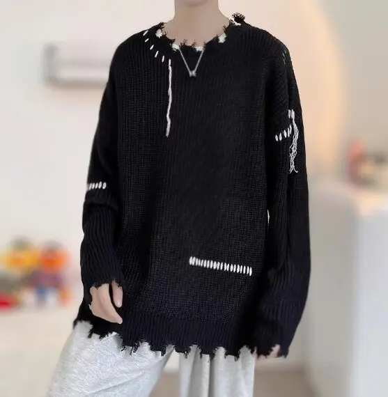 Áo sweater nam len đan thời trang unisex hàn quốc Áo len nam rách viền cá tính phong cách ulzzang đi chơi đi học học sinh, mặc nhóm 0