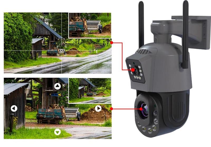 Product Introduction of Dual Lens Dual Screen 50x 30X Zoom 6MP Wifi PTZ IP Camera Outdoor Human Detection Wireless CCTV Security Surveillance Camera 2K 5