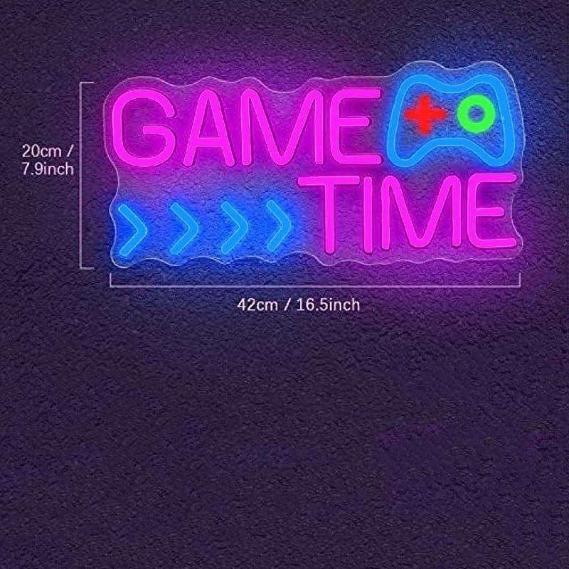 GAME TIME Design LED Neon Signs, USB Powered Decorative Ambient Lighting, Creative Design LED Atmosphere Lighting for Home & Bedroom & Gaming Room Decor, Stocking Fillers Gift 1