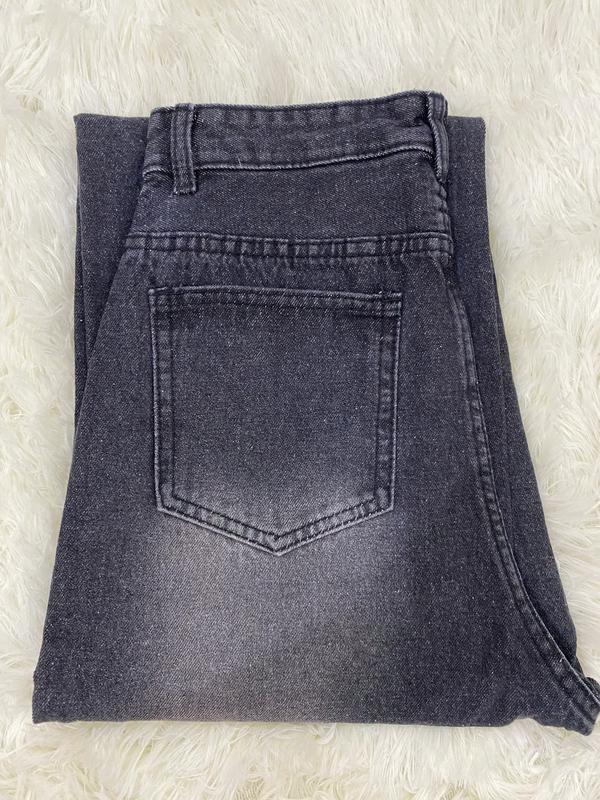 Quần bò nữ cạp cao dáng xuông 0700 màu đen rách cá tính, cạp cao hách dáng - Women, Pants Jean 6