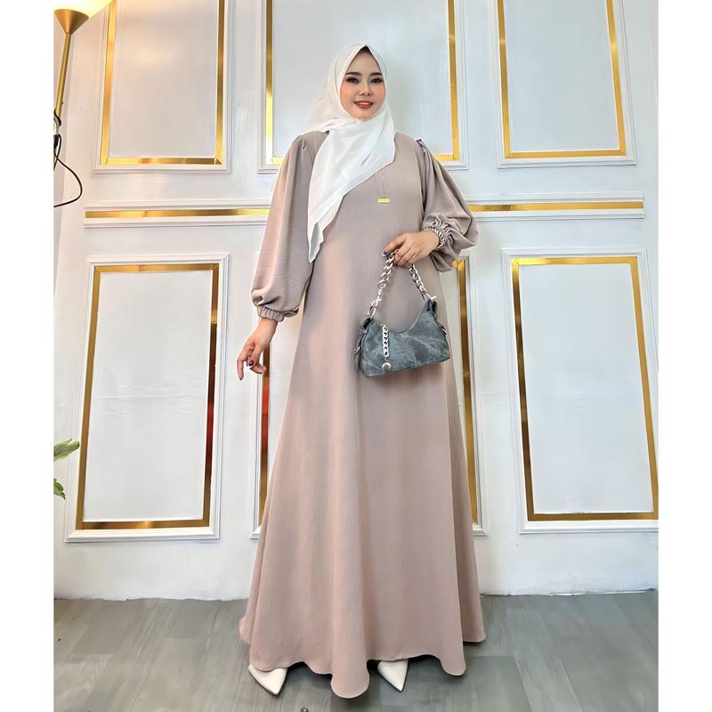 Product Introduction of Shalwa gamis model terbaru kekinian bahan cringkel airflow by dereza style Muslim Crinkle 20