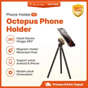 ROJO FOX Magnetic Holder Hp Portable Octopus Phone Holder Outdoor Tongsis Konten Kreator Tripod HP Holder | Mini 180° Clamp | Stroller, Car Seat & Sepeda | Live, Travel, Meja & Outdoor | H