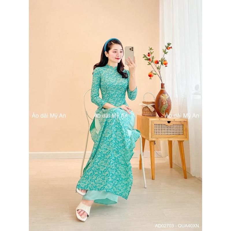 Áo dài gấm Châu Đạm thiết kế truyền thống tôn dáng ,Áo dài truyền thống cho giáo viên Nữ Women 3