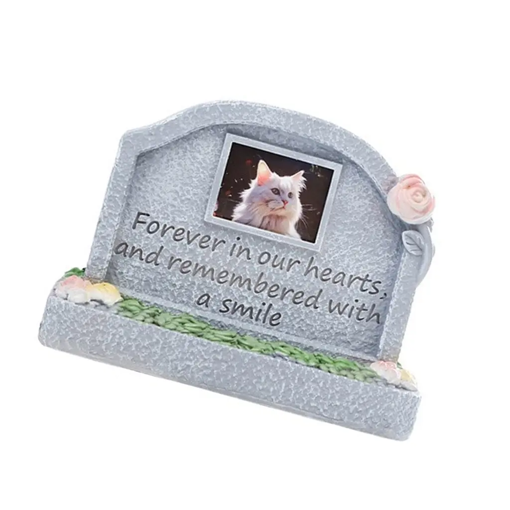 ZYHDZ Pet Memorial Tombstone Weatherproof Resin Headstones for Outdoor Cats Remembrances