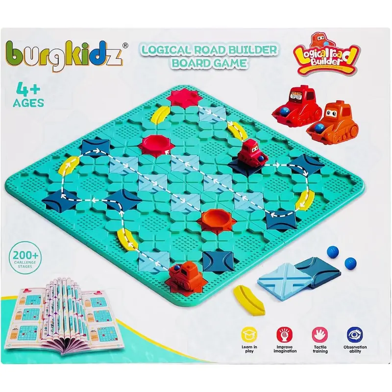 burgkidz Kids Toys STEM Board Games - Smart Logical Road Builder 56 x 56CM Big Board Maze Puzzle Games with Marbles For Multiplayer & Family, Educational Birthday Gifts for Boys Girls 4-8 Years 7