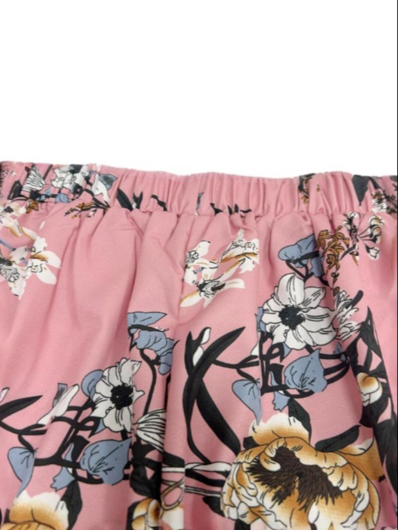 Product Introduction of Women's Solid Color Blouse & Floral Print Wide Leg Pants Two-Piece Set, Elegant Long Sleeve Top & Pants for Spring & Fall, Ladies Clothes for Daily Wear, Womenswear 8