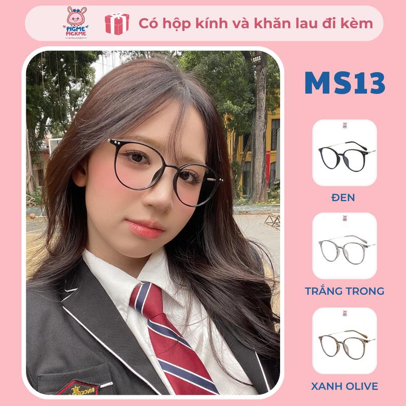 Gọng kính cận nữ mắt tròn chất liệu nhựa lõi kim loại chắc chắn, thời trang, dễ đeo MS13