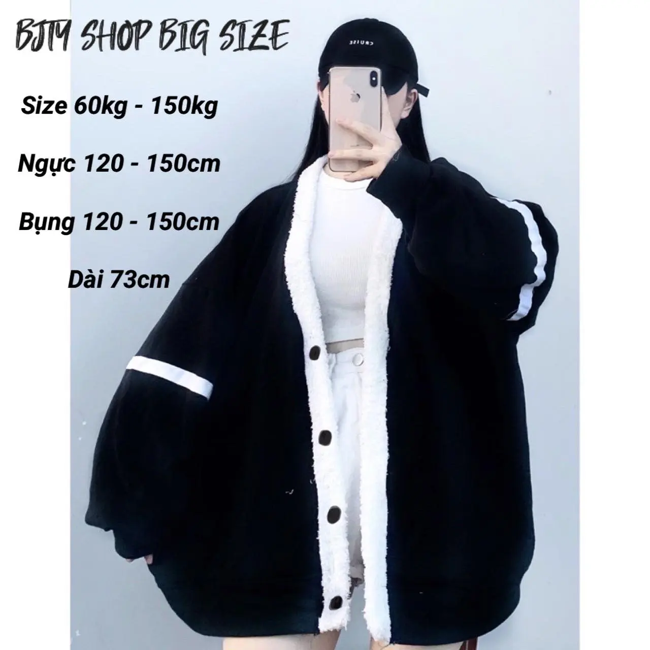 I BIG SIZE I KHOÁC CARDIGAN UNISEX NAM NỮ VIỀN LÔNG SIZE 50KG ĐẾN 135KG - BJTY SHOP BIG SIZE áo hoodie balenciaga