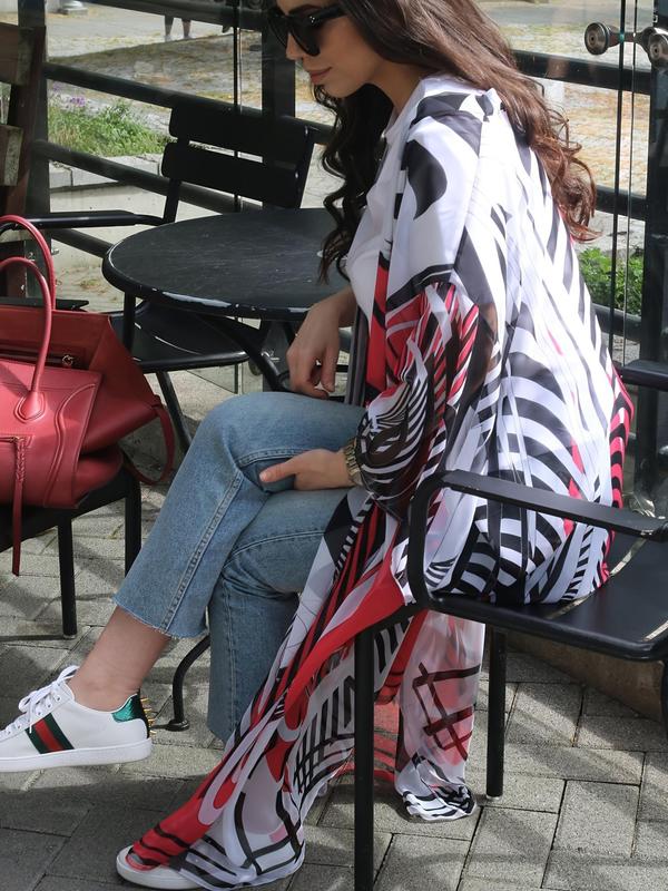 Women's All Over Print Open Front Cover Up Outerwear, Casual Breathable Cover Up Outerwear for Beach Vacation, Ladies Swimwear for All Seasons 3