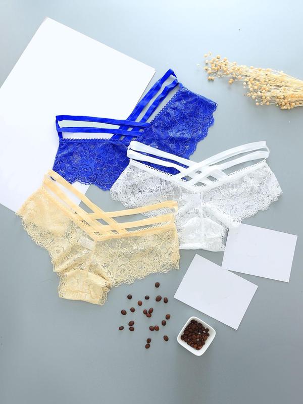 Women's Solid Color Lace Panty, Soft Comfy Breathable Knicker for Daily Wear, Women's Underwear for All Seasons 1