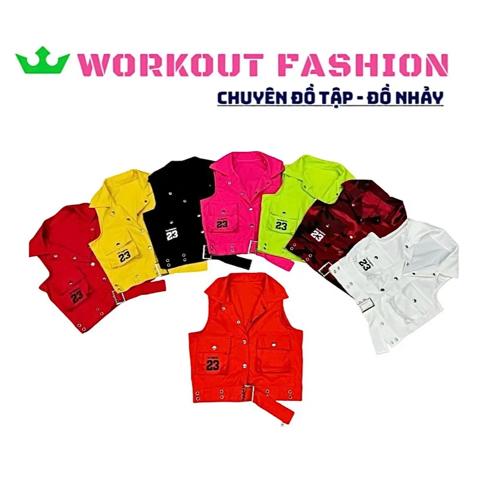Áo gile thể thao nữ kiểu cổ bẻ túi hộp cúc bấm chất liệu kaki Sport